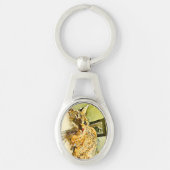 子猫ヒゲハート鼻の水色 キーホルダー (正面)