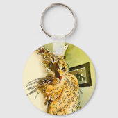 子猫ヒゲハート鼻の水色 キーホルダー (正面)