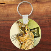 子猫ヒゲハート鼻の水色 キーホルダー (正面)