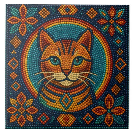 子猫ビーズデザイン タイル (正面)