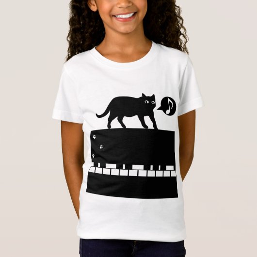 子猫ピアノ Tシャツ (正面)