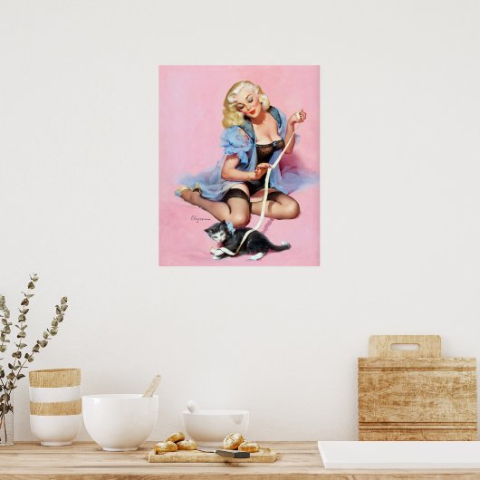 子猫ピン留め ポスター (キッチン)