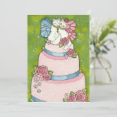子猫フェアリー結婚ズケーキトッパー招待状 招待状 (スタンド正面)