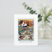 子猫フラフ!猫とマウスのグルーミング パーソナライズされた ポストカード (スタンド正面)