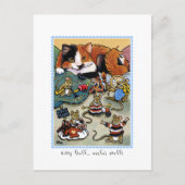 子猫フラフ!猫とマウスのグルーミング パーソナライズされた ポストカード (正面)