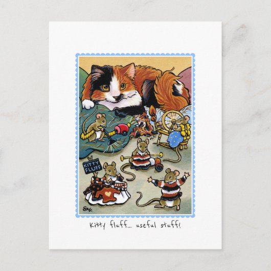 子猫フラフ!猫とマウスのグルーミング パーソナライズされた ポストカード (正面)