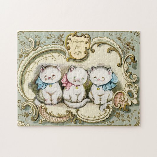 子猫フレンドのライフヴィンテージ再生 ジグソーパズル (横)