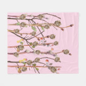 子猫プッシィヤナギかわいい女の子 フリースブランケット (正面(横))