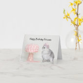 子猫プリンセス誕生日 カード (黄色い花)