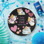 子猫ベビーガールブラックバースデー紙プレート ペーパープレート (パーティー)