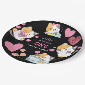 子猫ベビーガールブラックバースデー紙プレート ペーパープレート (アングル)