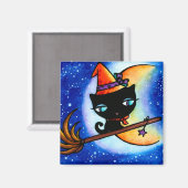 子猫ボビンが天の川猫マグネットに乗る マグネット (正面/裏面)