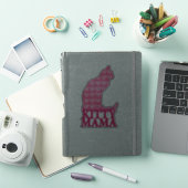子猫ママ座る猫イン明るい赤紫色ピンクハート シール (iPadカバー)