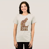 子猫ママ座る猫チョコレートブラウン トライブレンドTシャツ (正面全面)