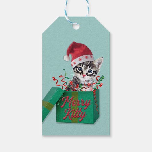 子猫メリー、メリークリスマス ギフトタグ (正面)
