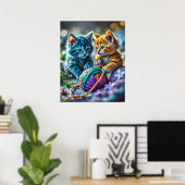 子猫ヤーンポスター ポスター (ホームオフィス)