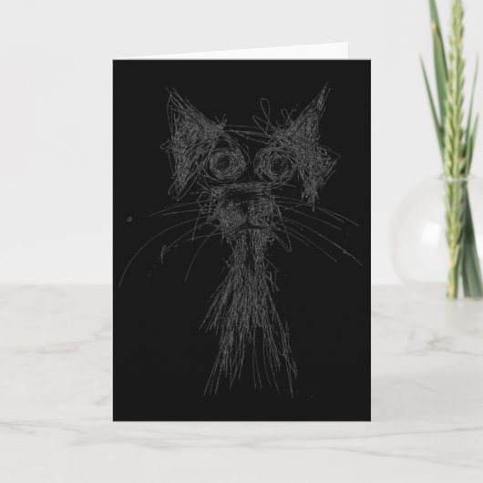 子猫ラバー アブストラクト落書きアート 可愛い猫ちゃん カード (正面)