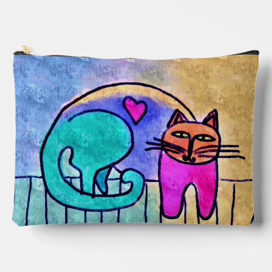 子猫ラブ抽象芸術アート アクセサリーポーチ (正面)
