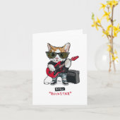 子猫ロックスターTシャツ カード (黄色い花)