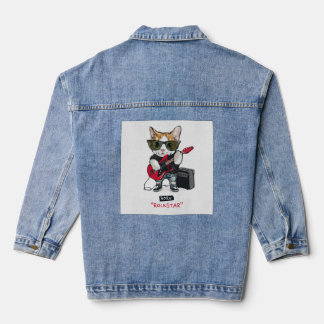 子猫ロックスターTシャツ デニムジャケット