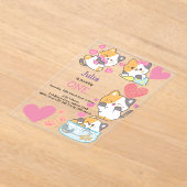 子猫ワンベビーガール誕生日 アクリル招待状 (レイダウン)