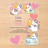 子猫ワンベビーガール誕生日 アクリル招待状 (正面)