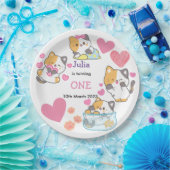 子猫ワンベビーガール誕生日 ペーパープレート (パーティー)