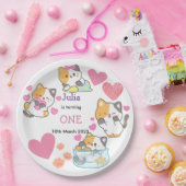 子猫ワンベビーガール誕生日 ペーパープレート (パーティー)