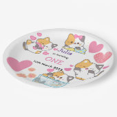子猫ワンベビーガール誕生日 ペーパープレート (アングル)