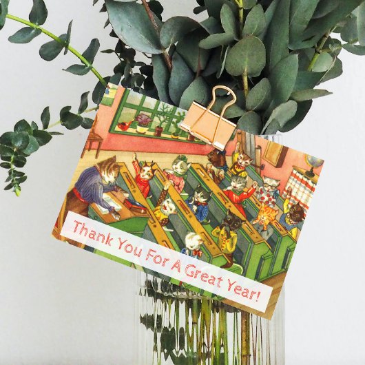 子猫先生鑑賞券を持つ授業 サンキューカード