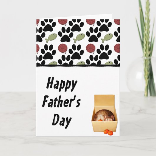 子猫入り箱おもしろい- Happy Father's Day Card カード (正面)