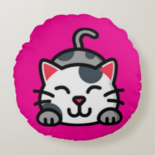 子猫円枕 ラウンドクッション (正面)