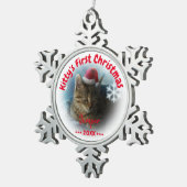 子猫初めてのクリスマス |キャット名 スノーフレークピューターオーナメント (右)