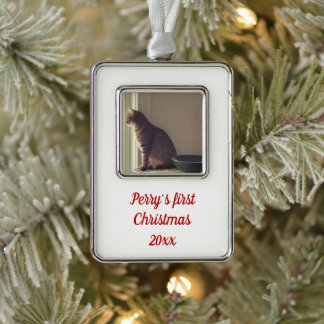 子猫初めてのクリスマス シルバープレートフレームオーナメント