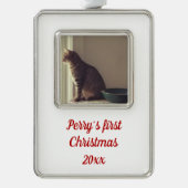 子猫初めてのクリスマス シルバープレートフレームオーナメント (正面)