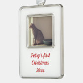 子猫初めてのクリスマス シルバープレートフレームオーナメント (左)