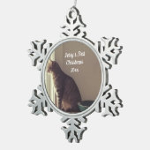 子猫初めてのクリスマス スノーフレークピューターオーナメント (右)