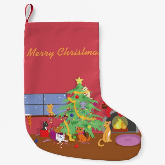 子猫初めてのクリスマス スモールクリスマスストッキング (正面)