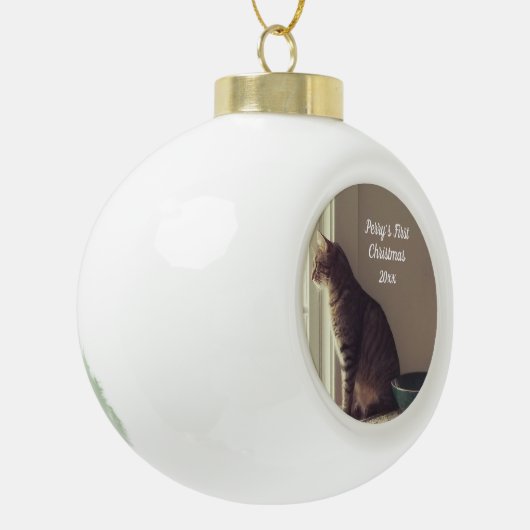 子猫初めてのクリスマス セラミックボールオーナメント (左)
