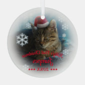 子猫初めてのクリスマス |ネコ名スノーフレーク ガラスオーナメント (裏面)