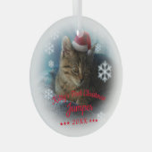 子猫初めてのクリスマス |ネコ名スノーフレーク ガラスオーナメント (正面右)