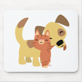 子猫及び小犬の漫画のmousepad マウスパッド