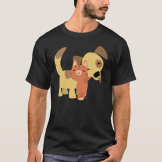 子猫及び小犬の漫画のTシャツ Tシャツ