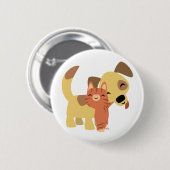 子猫及び小犬の漫画ボタンのバッジ 缶バッジ (正面&裏面)