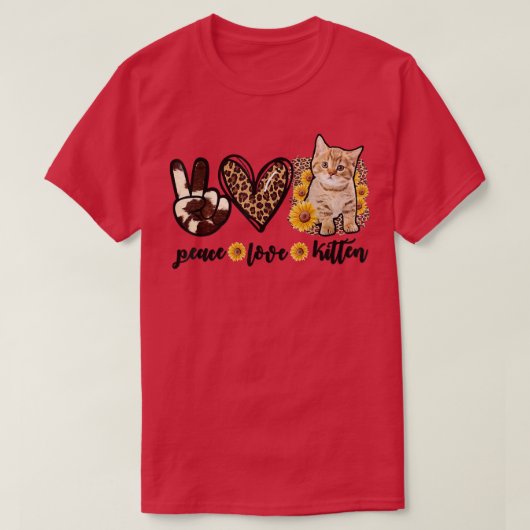 子猫女性豹の平和愛猫 Tシャツ (デザイン正面)