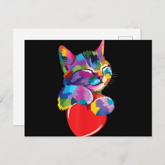 子猫好きのかわいい猫の贈り物カラフルアート子猫 シーズンポストカード (正面/裏面)