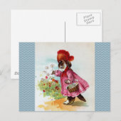 子猫摘み花 ポストカード (正面/裏面)