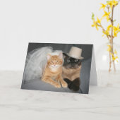 子猫新郎新婦 カード (黄色い花)