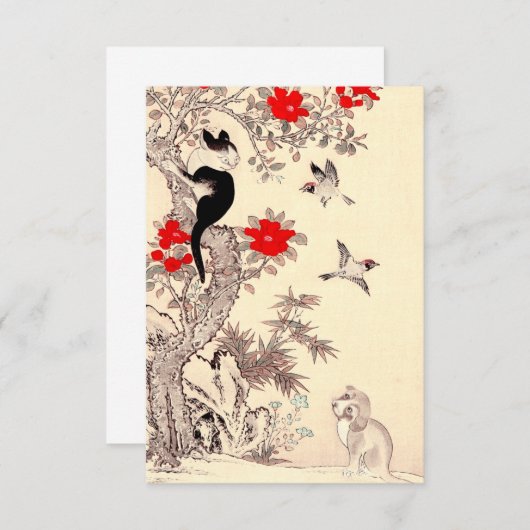 子猫日本のと子犬の招待状 招待状 (正面/裏面)