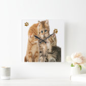 子猫時計 スクエア壁時計 (ホーム)